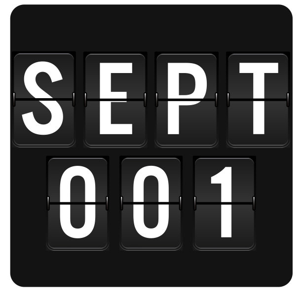 9月1日-每日日历和黑色翻转记分牌数字计时器与日期图片下载