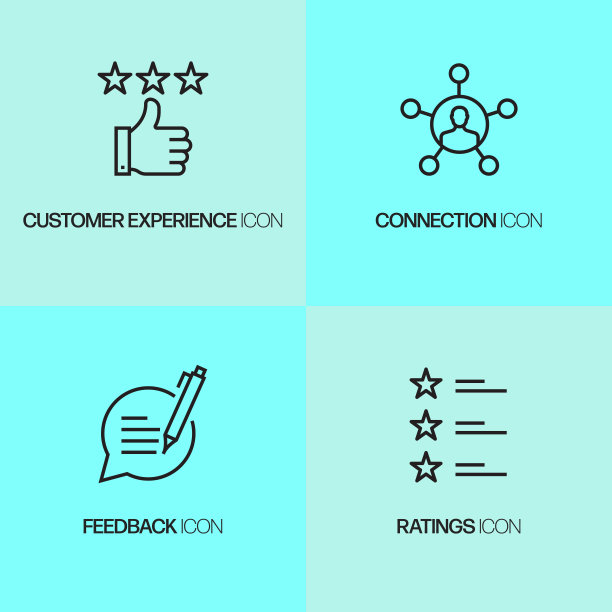 客户支持相关的线条图标，矢量符号插图。图片下载