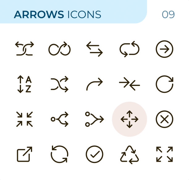 完美像素单色箭头线性图标图片下载