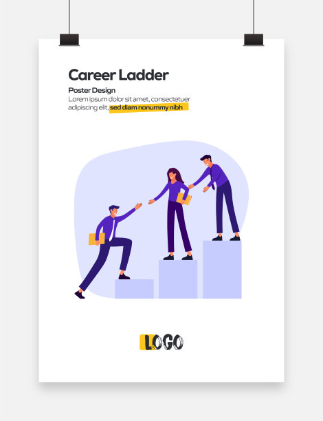 职业阶梯概念平面设计海报，封面和横幅。现代平面设计矢量插图。图片下载