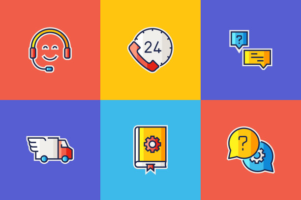 客户支持相关的平面样式线图标，矢量符号插图。图片下载