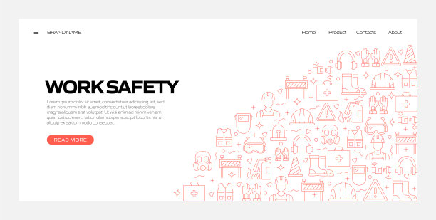 与工作安全相关的现代线条风格矢量插图图片下载