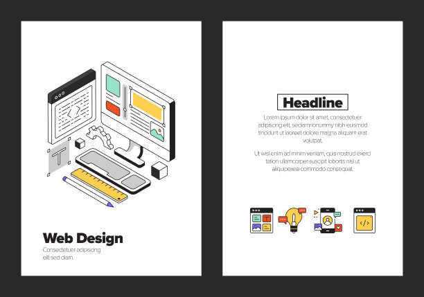 网页设计概念等角网页横幅，海报，封面和横幅的三维设计图片下载