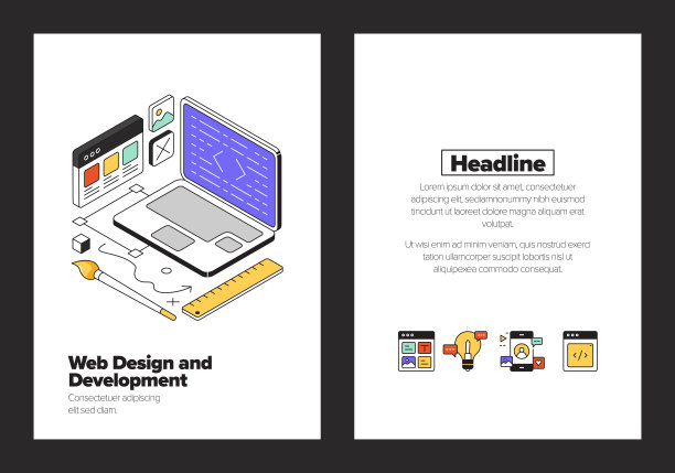 网页设计和发展概念等角网页横幅，海报，封面和横幅的三维设计图片下载