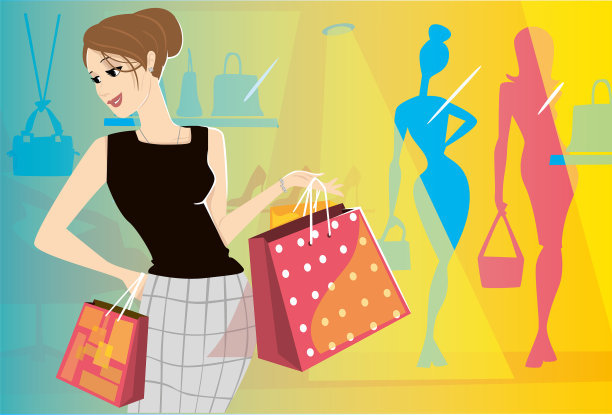 优雅的女人购物在手里的包图片下载