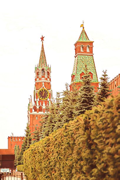 插图。莫斯科克里姆林宫圣巴西尔大教堂的Spasskaya塔图片下载