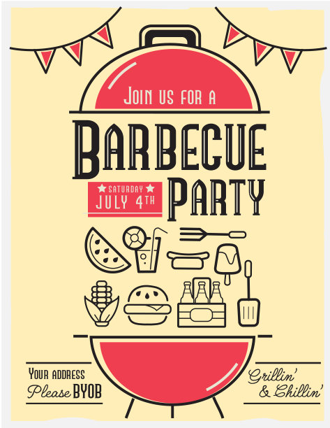 时尚和程式化的烧烤派对邀请设计模板的夏季野餐和庆祝图片下载