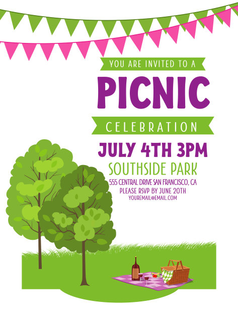 夏季野餐邀请模板图片下载