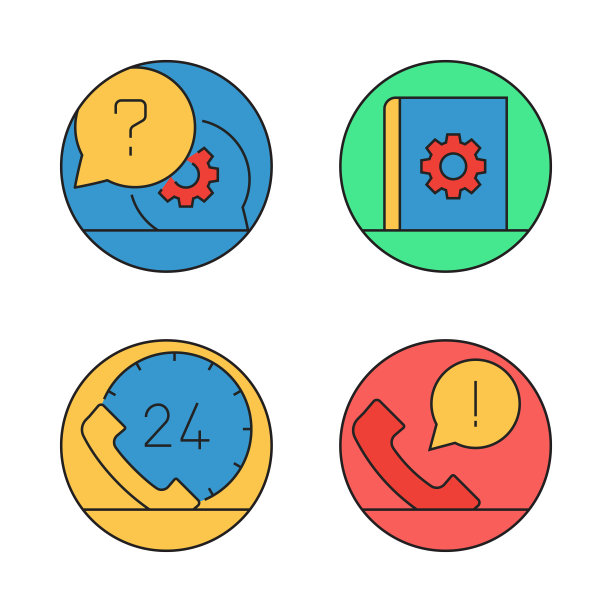 客户支持相关的平面样式线图标，矢量符号插图。图片下载