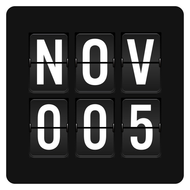 11月5日-每日日历和黑色翻转记分牌数字计时器与日期图片下载