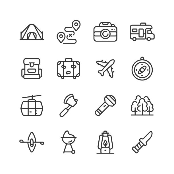 采购产品冒险，旅行，假日，户外，露营图标。图片下载