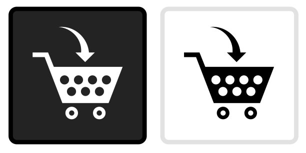 购物车图标上的黑色按钮与白色滚动图片下载