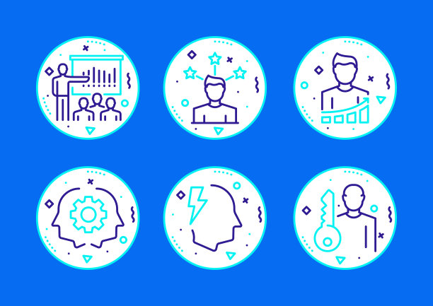 业务人员相关的线图标，轮廓矢量符号插图。图片下载