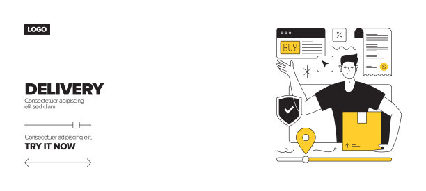 采购产品着陆页，网站横幅，在线广告，广告和营销材料的交付概念图片下载