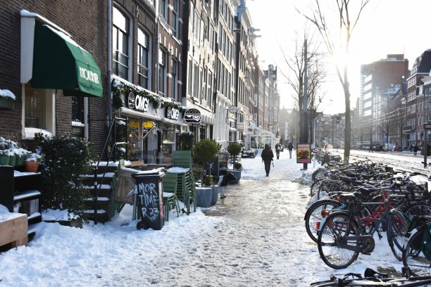 阿姆斯特丹，暴风雪，荷兰欧洲图片下载