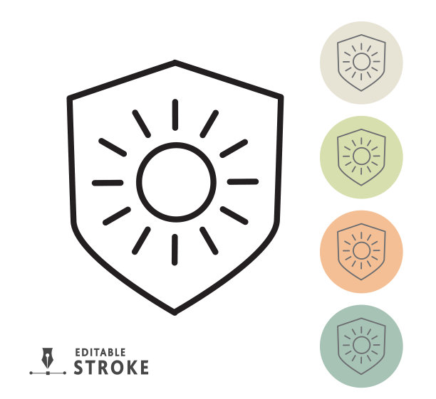 现代护肤美容防晒细线风格-可编辑的笔触图片下载