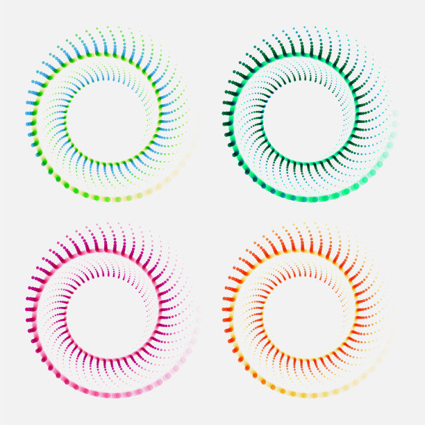 一套彩色圆形螺旋点标识图案设计图片下载