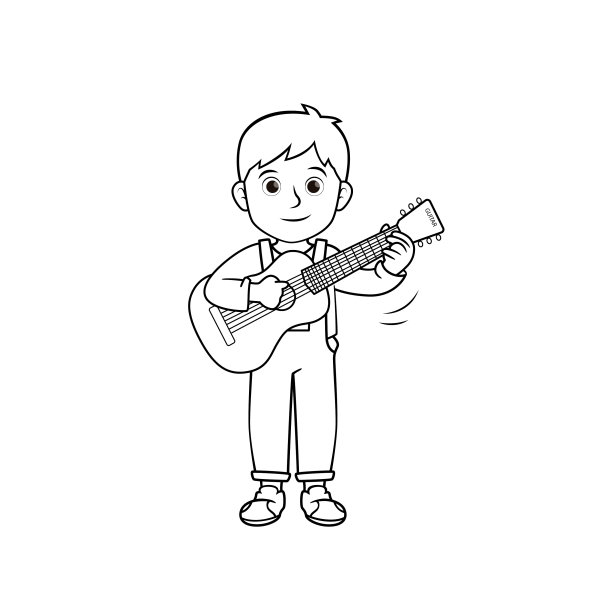 儿童活动的黑白矢量插图图画书页与孩子做的图片弹吉他。图片下载