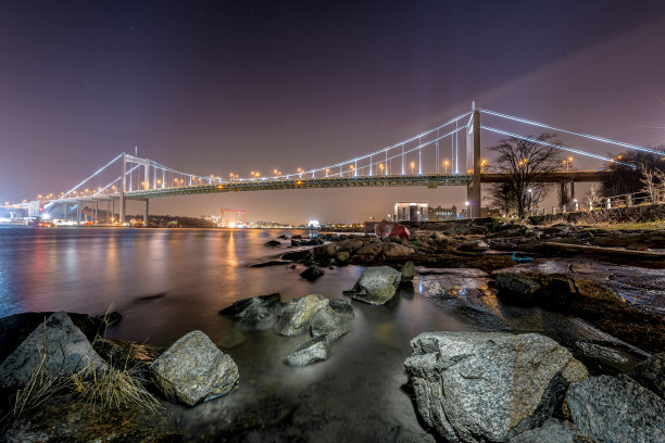 长曝光夜景照片Älvsborgs桥..图片下载