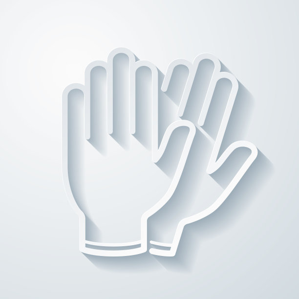 保护橡胶手套。在空白背景上具有剪纸效果的图标图片下载