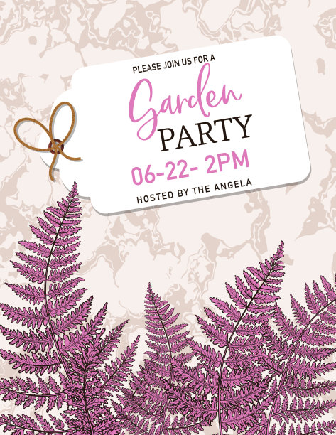 优雅的蕨类婚礼邀请模板图片下载