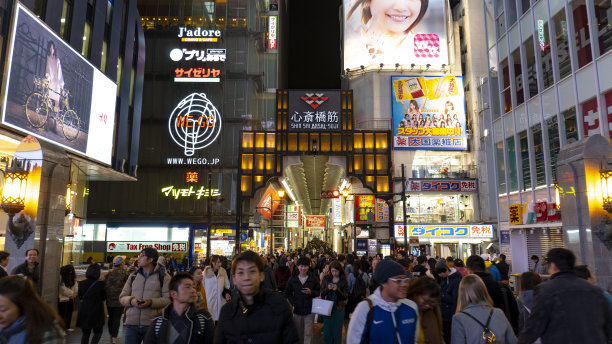 日本大阪新斋桥路商业街夜景图片下载