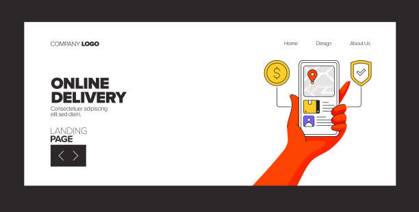 在线交付概念登陆页，网站横幅，在线广告，广告和营销材料图片下载