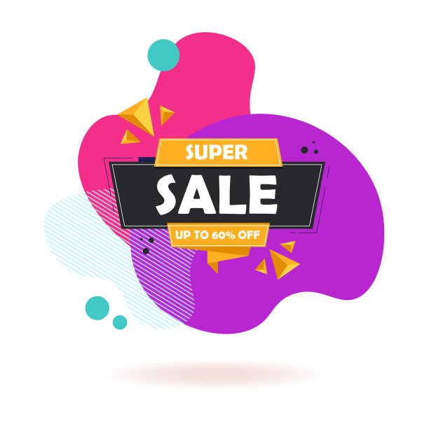 超级大甩卖，六折优惠。超级销售横幅，特别优惠和销售。销售旗帜模板设计背景。图片下载