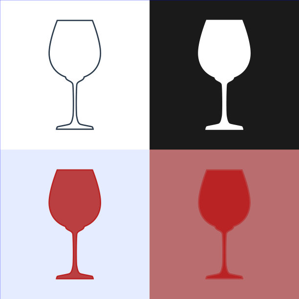 玻璃红酒的图像有四种轮廓线图片下载