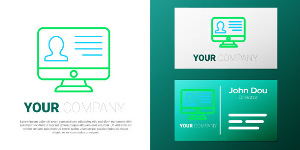 行电脑显示器与简历图标隔离图片下载