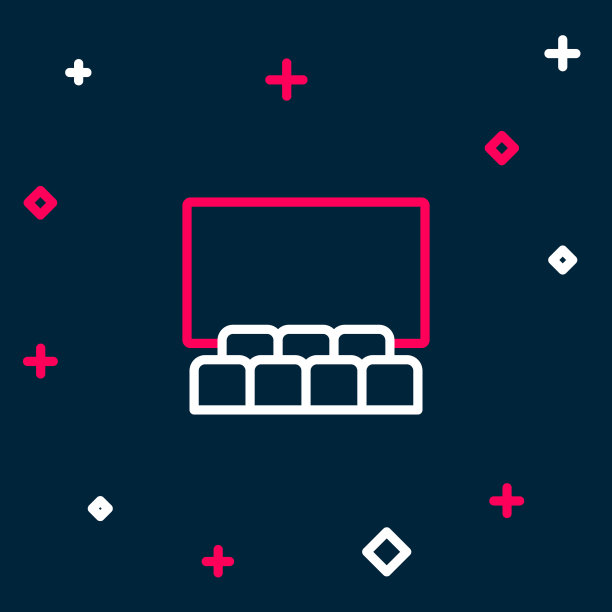 线电影院礼堂与屏幕图标隔离图片下载