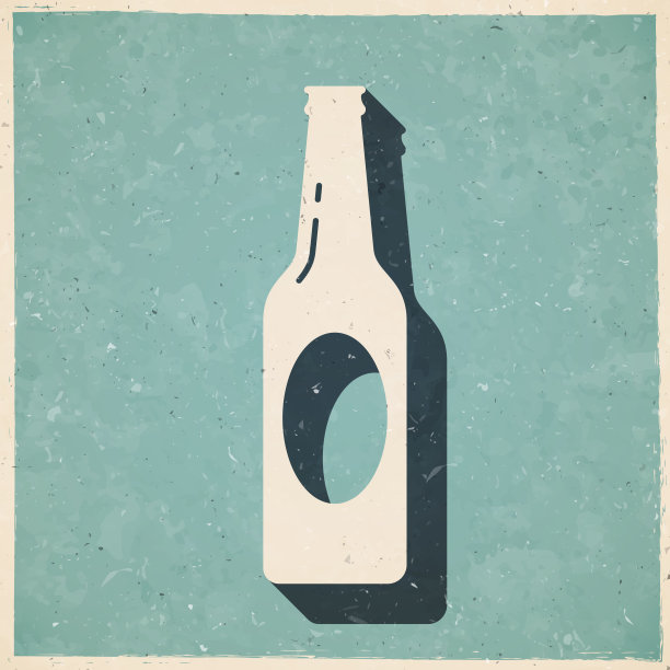 啤酒瓶。复古风格的图标-旧的纹理纸图片下载