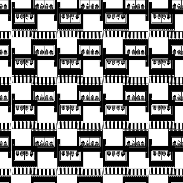 街头蛋糕亭图案无缝衔接图片下载