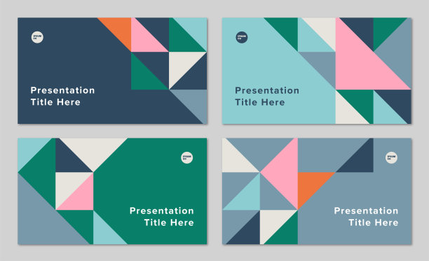 一套演示标题幻灯片设计布局与几何三角形图形图片下载