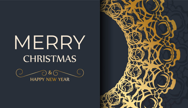 节日宣传册，圣诞快乐，深蓝色与图片下载