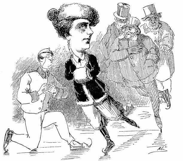 在溜冰场上崇拜美女的男人图片下载