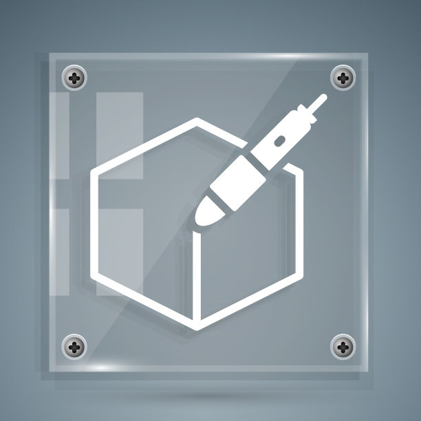 白色3d钢笔工具图标孤立在灰色背景图片下载