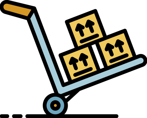 购物车与货物图标颜色轮廓图片下载