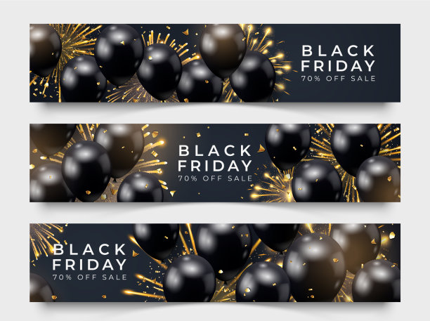 三个黑色星期五横向销售海报图片下载