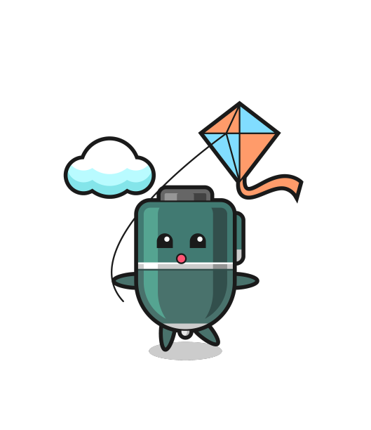 圆珠笔吉祥物在玩风筝图片下载