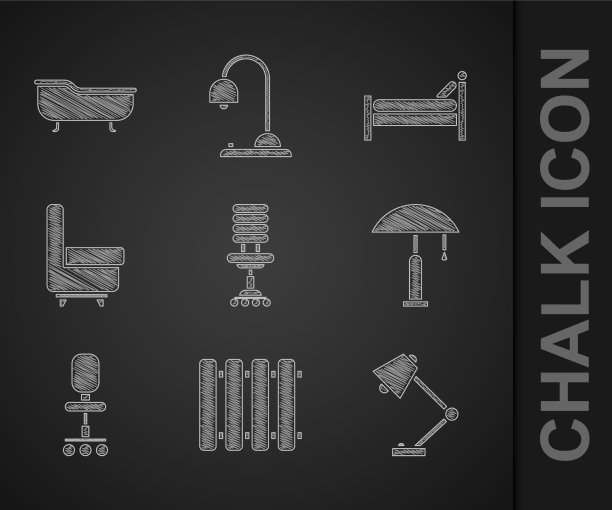 设置办公椅、暖气片、台灯图片下载