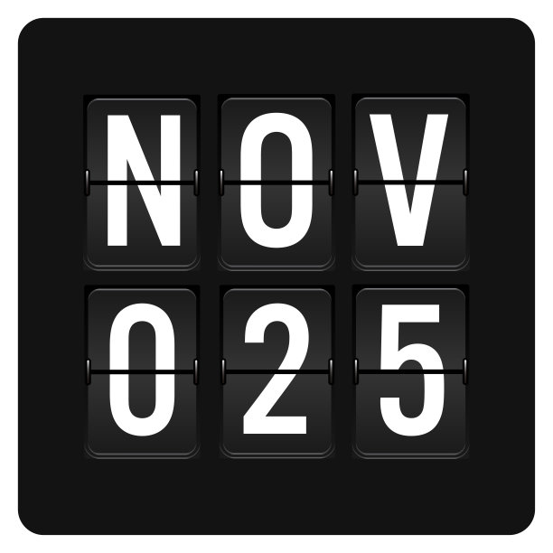 11月25日-每日日历和黑色翻转记分牌数字计时器与日期图片下载