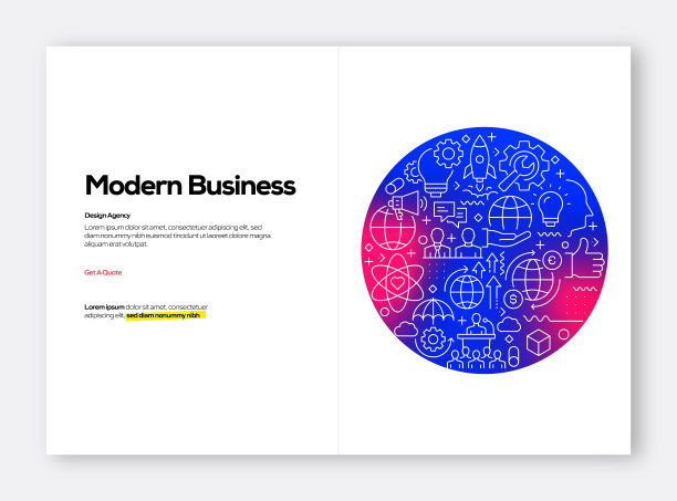 现代商业相关线风格矢量插图图片下载