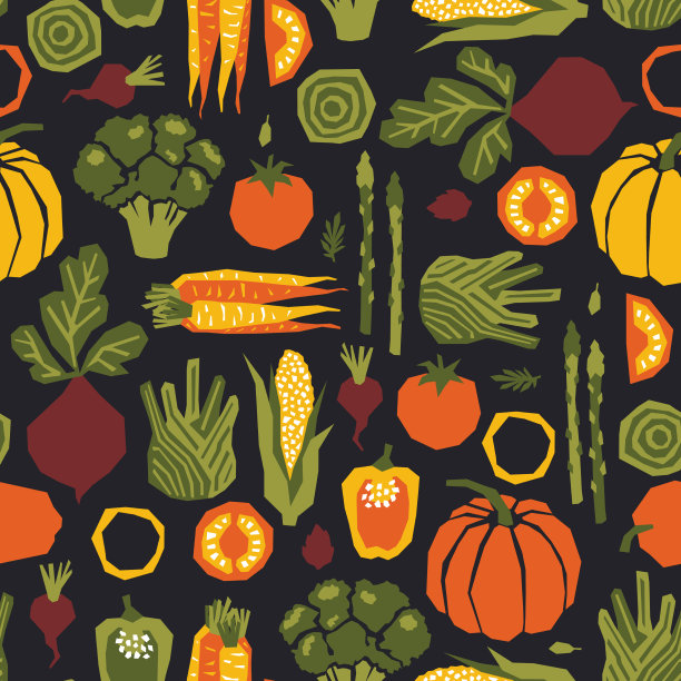 各种蔬菜无缝花纹食品图片下载