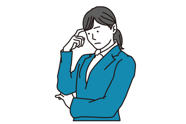 女商人用手指按着太阳穴思考图片下载