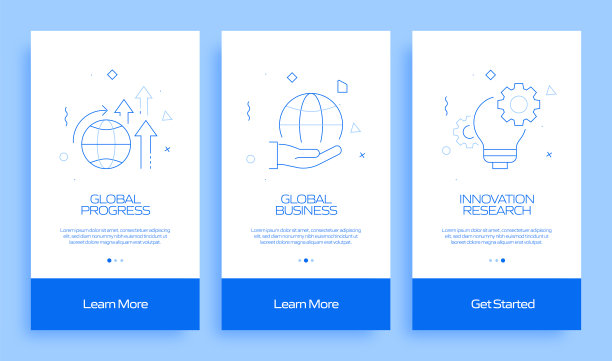 带有平面图标的移动应用页面屏幕。用户体验，用户界面设计模板矢量插图图片下载