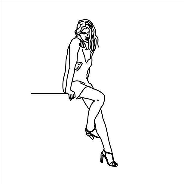 一个美丽少女的素描设计图片下载