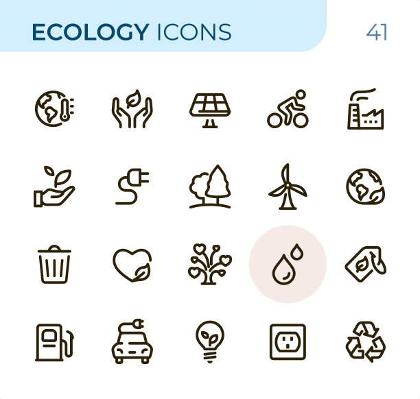 生态学Unicolor像素完美线性图标图片下载