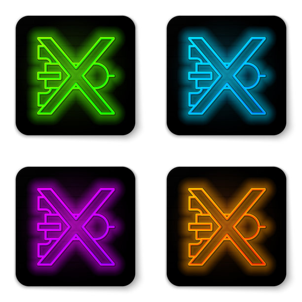 发光的霓虹灯禁止战争图标图片下载