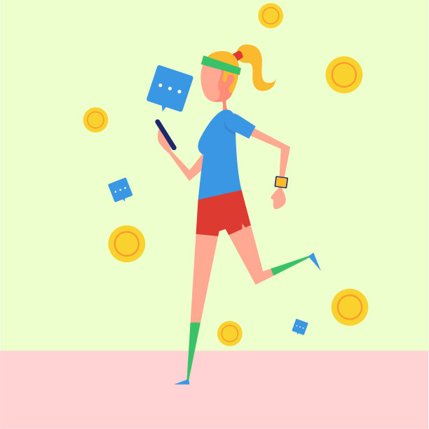 女人拿着手机跑图片下载